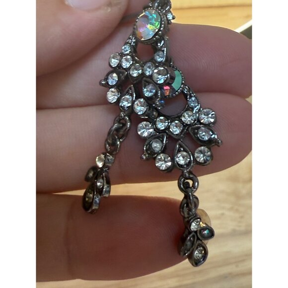 Sedgwick Silver-Tone Dangle Earrings With Rhinestones - Picture 8 of 8